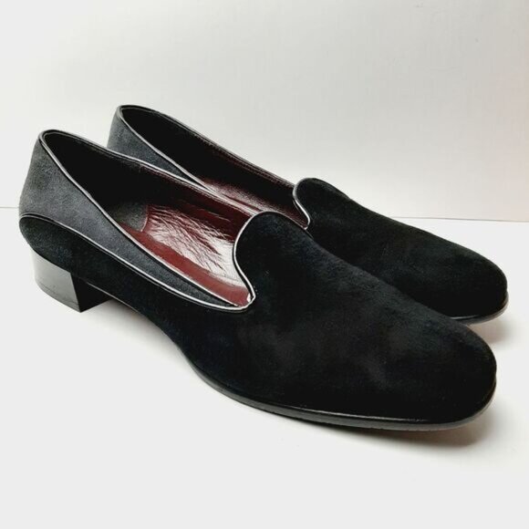 ROBERTO CAPUCCI Italy Genuine Suede Leather Low Heel Smoking Loafers Sz 7.5 B - Picture 2 of 15